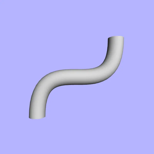 A gray tube following an S-shaped Bézier curve
