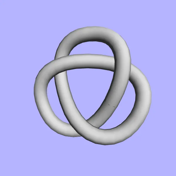 A gray trefoil knot made of joined Bézier tubes
